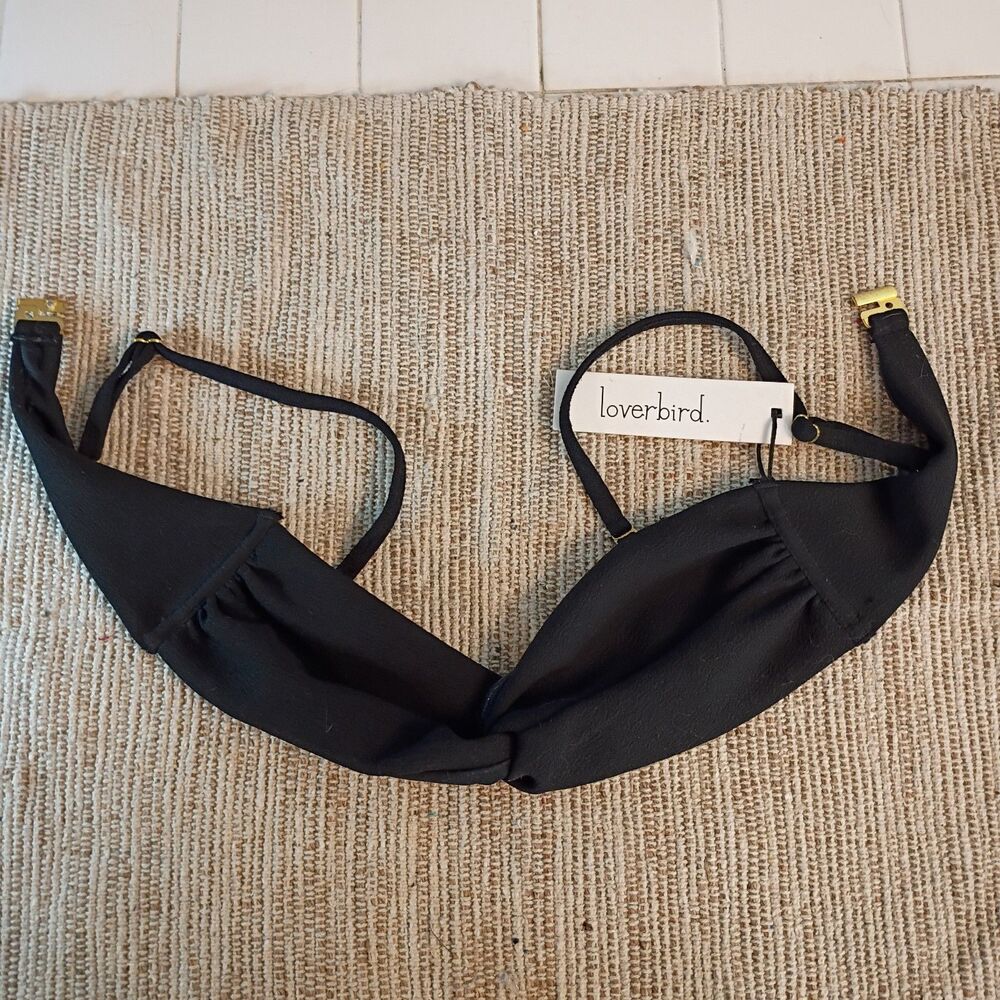 New With Tags LOVERBIRD HAZE TWISTED BANDEAU Black BIKINI TOP Size Large